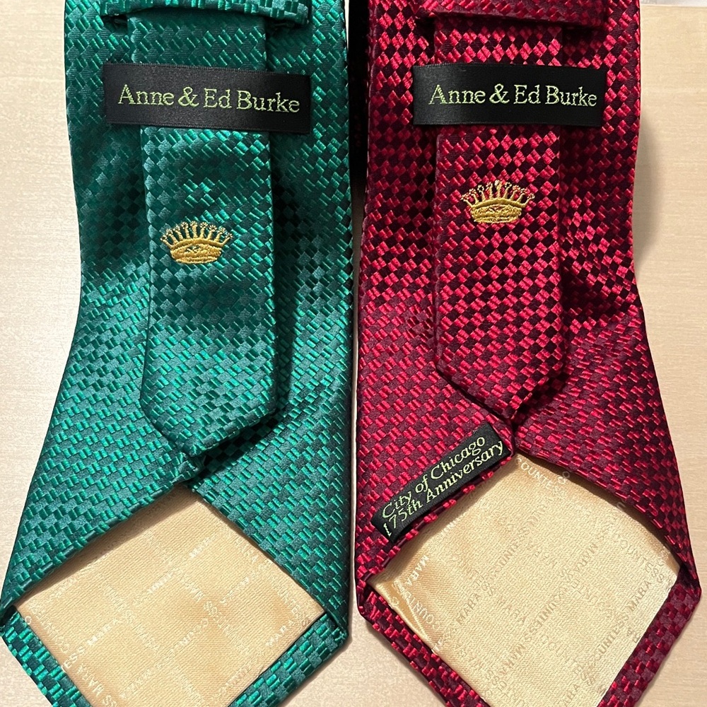 Green and Burgundy Silk Ties